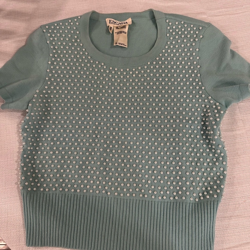 Escada Teal Embellished Women's sweater